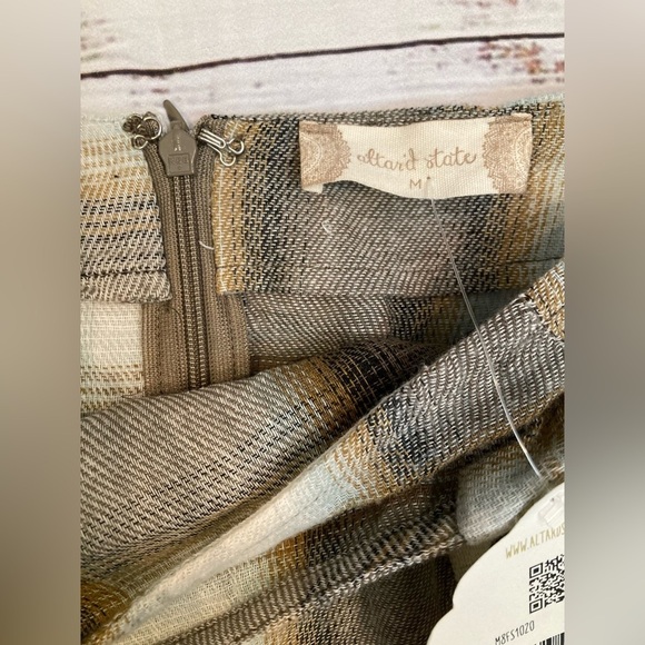 Altar’d State Plaid Wrap Mini Skirt with Tie Khaki M - Picture 4 of 13